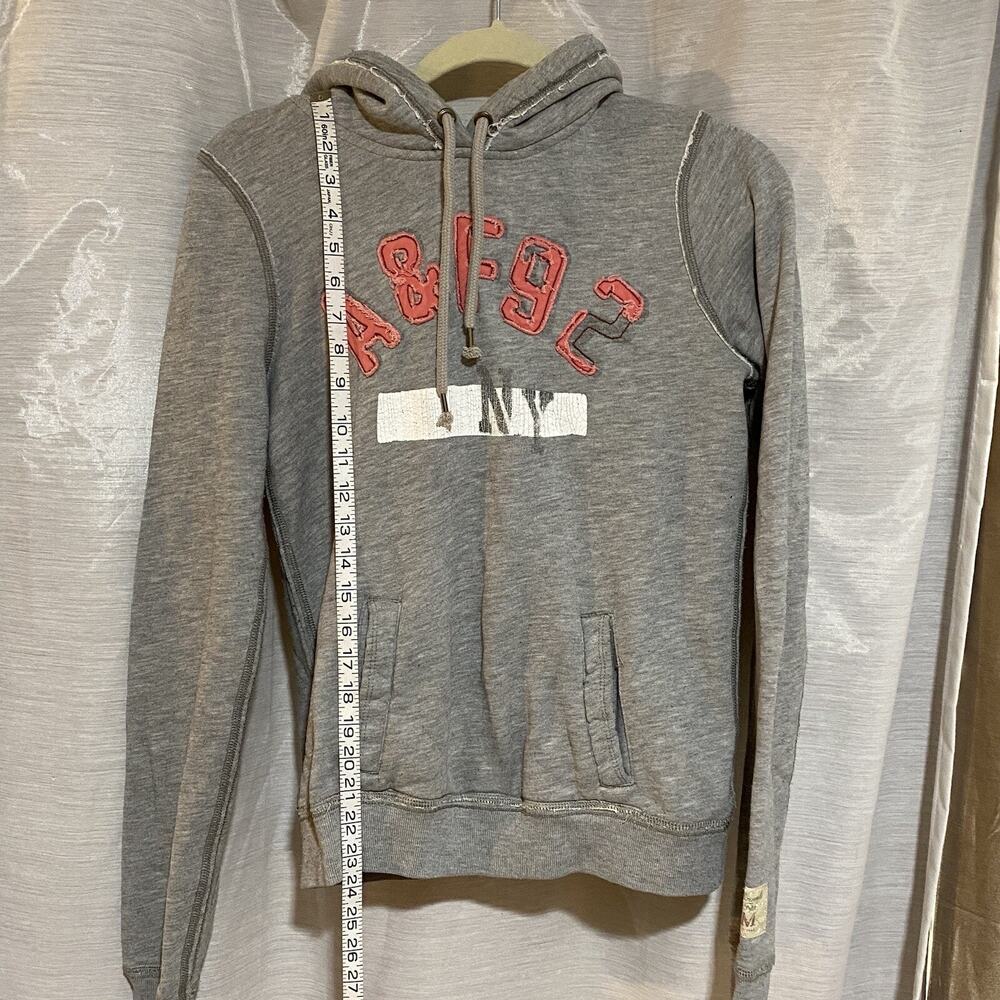 A&F NY Abercrombie & Fitch Distressed Hoodie Sweatshirt Medium Gray Pullover